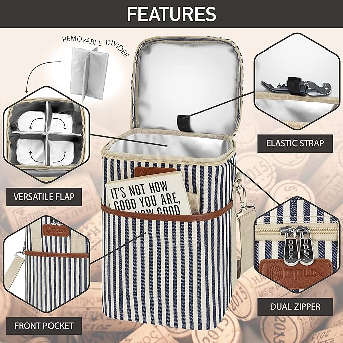 Opux 4 Bottle Insulated Wine Cooler Bag - Image 4