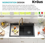 KRAUS Bellucci Workstation 33" Single Bowl Granite Kitchen Sink in Metallic - Image 4