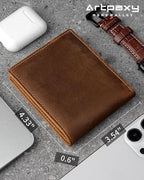Mens Wallet Genuine Leather Bifold RFID Blocking Wallet - Image 7