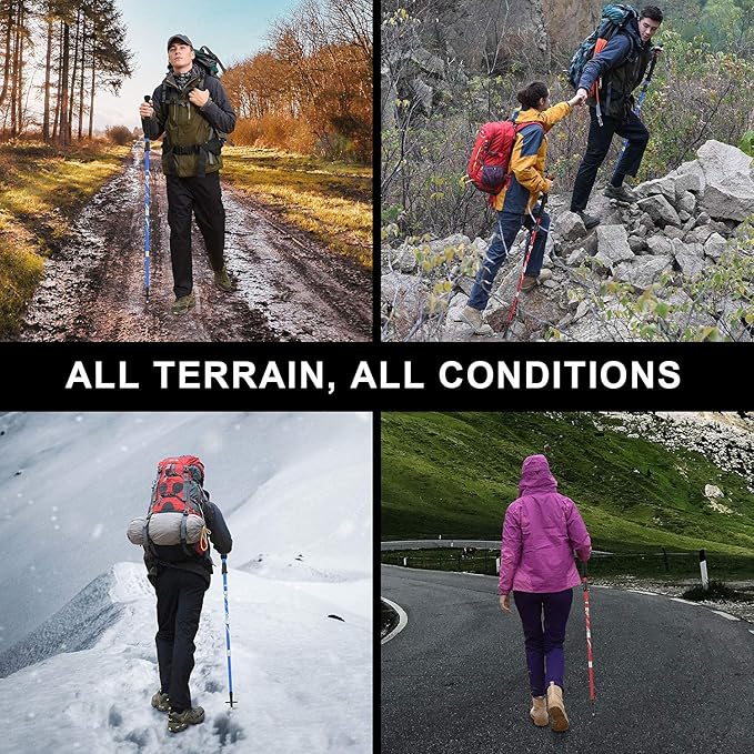 BISINNA Collapsible Trekking Hiking Poles- 2 Pack Folding Aluminum Walking - Image 8