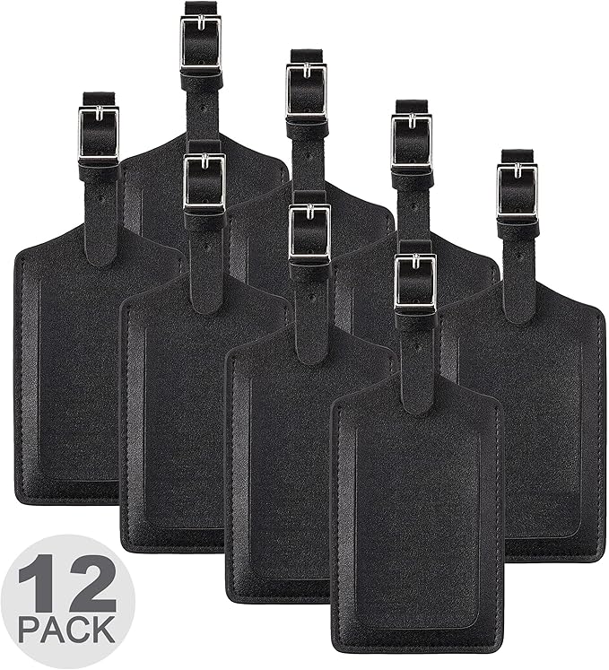8 Pack Leather Luggage Travel Bag Tags by Travelambo by Travelambo