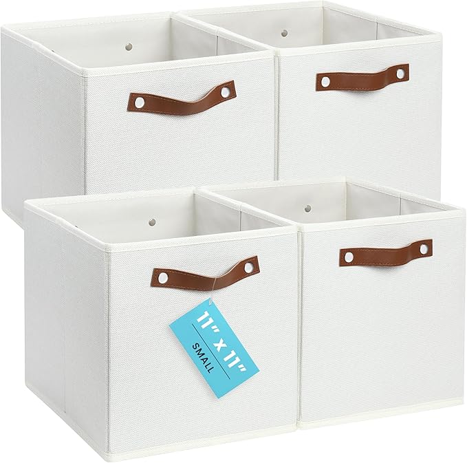 OrganiHaus 11x11 Fabric Cubes Storage Bins Set of 4, Foldable Collapsible by OrganiHaus