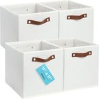 OrganiHaus 11x11 Fabric Cubes Storage Bins Set of 4, Foldable Collapsible by OrganiHaus