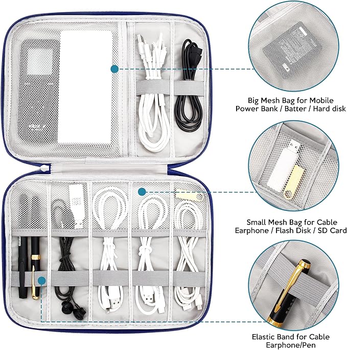SELLYFELLY Electronics Organizer Travel Cord Organizer Case Compact Electronics - Image 3
