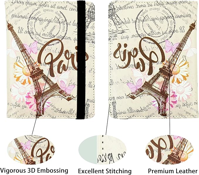Eiffel Tower Passport Holder for Women and Men PU Leather Passport Cover for - Image 2