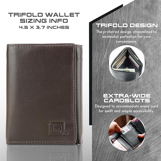 ID Stronghold Men's Leather Trifold Wallet - Image 5