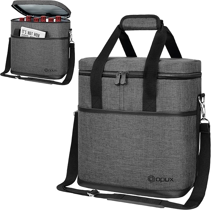 opux 6 Bottle Carrier Tote | Insulated Padded Wine Cooler Bag - Image 8