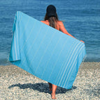 HILLFAIR Cotton Turkish Beach Towels, Quick Dry Lightweight Sand Free Peshtemal - Image 2