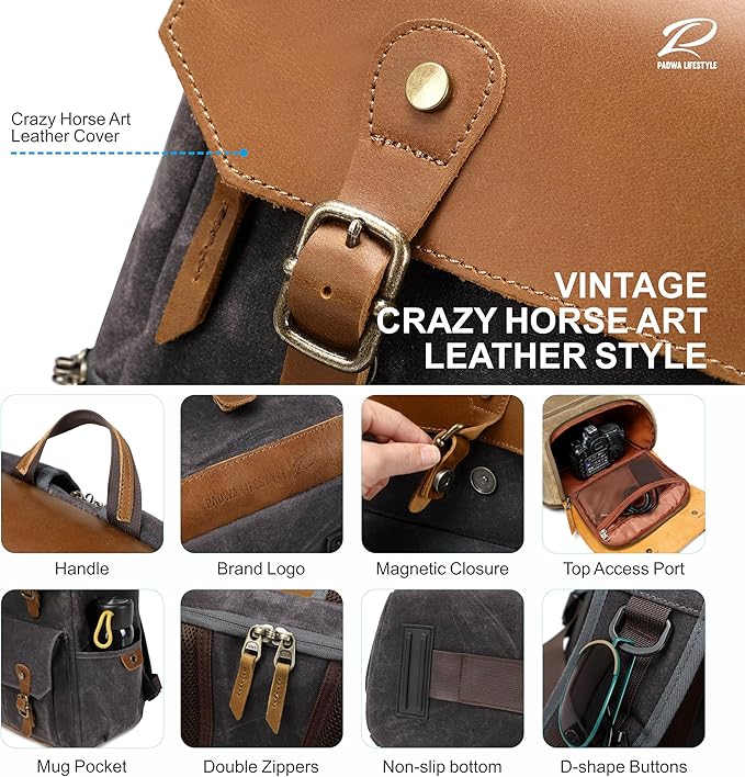 Padwa Lifestyle Black Gray Camera Backpack - Image 7