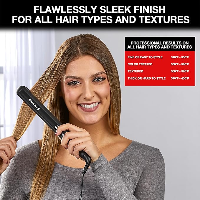 Remington 1" Flat Iron, Hair Straightener with Anti-Static Technology, Rapid 30-Second Heat-Up, 60-Minute Auto Shut-Off, 30% Longer Ceramic Floating Plates, and Titanium-Ceramic Coating