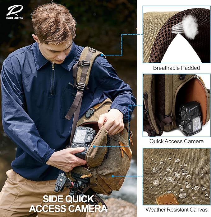 Padwa Lifestyle Khaki Camera Backpack - Image 5