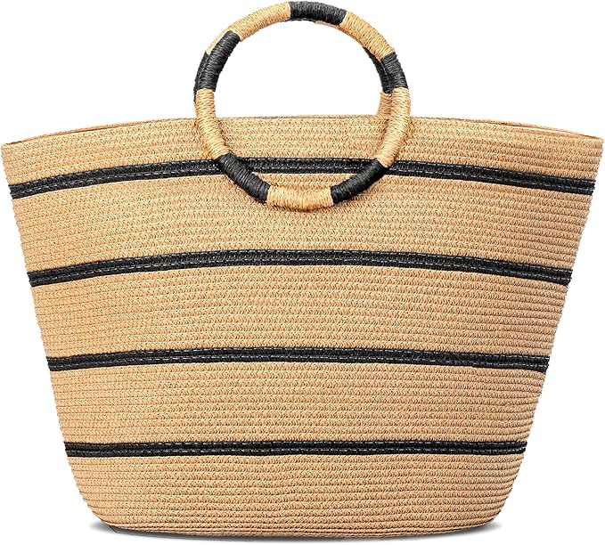 Beach Bags for Women Straw Tote Bag Summer Beach Bag Large Woven Straw Tote for by TOFUNTOY