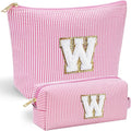 YOOLIFE Cute Pink Initial Make Up Bag Travelling, Personalized Makeup Bag by YOOLIFE