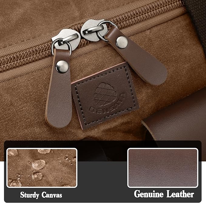 Waxed Canvas Duffle Bag for Men 50L Travel Duffel Bags Expandable Genuine - Image 6