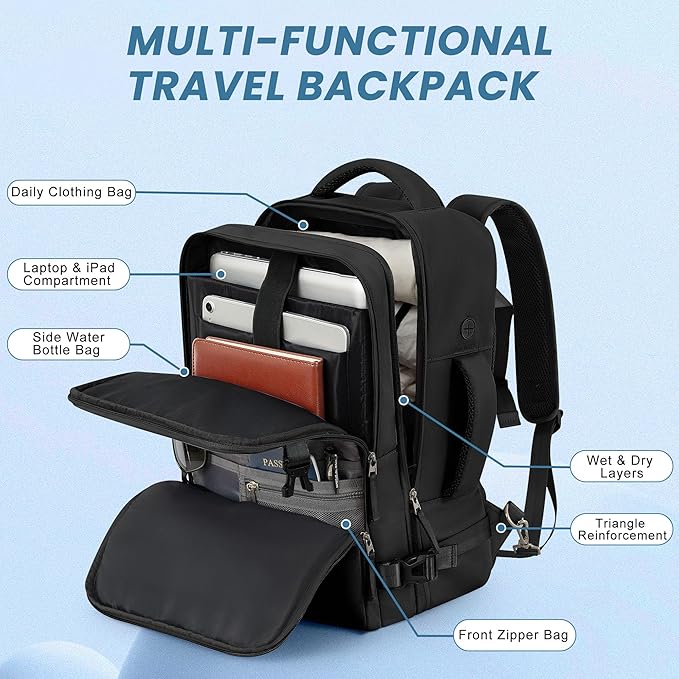 Travel Backpack for Men Women, Personal Item Travel Bag - Image 4