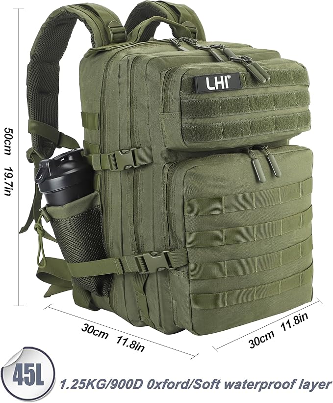 LHI Military Tactical Backpack for Men and Women 45L Army 3 Days Assault Pack - Image 5