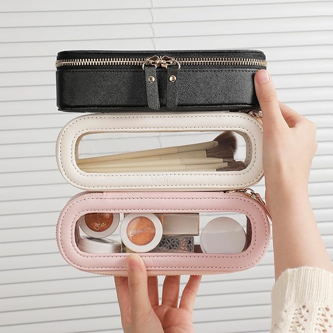 Aveniee Slim Clear Makeup Brush Bag, Small Cosmetic Brush Holder, Mini Toiletry - Image 3