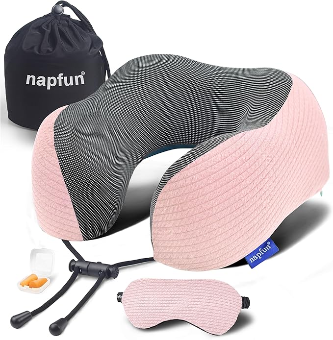napfun Neck Pillow for Traveling, Upgraded Travel Neck Pillow for Airplane 100% by NAPFUN