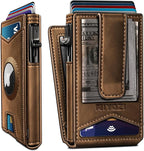 Airtag Wallet for Men, with Money Clip Gift Boxed, Slim Front Pocket Wallet by Miyozi