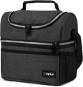 OPUX Lunch Box For Men Women, Insulated Large Double Decker Lunch Bag, Charcoal by OPUX