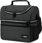 OPUX Lunch Box For Men Women, Insulated Large Double Decker Lunch Bag, Charcoal by OPUX