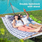 Double Hammock with Stand for Outdoor, Heavy Duty Portable Hammock with - Image 2