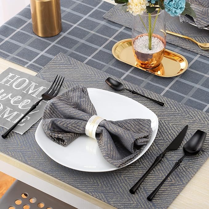 24-Piece Black Silverware Set for 6, Modern 18/10 Stainless Steel Flatware Set - Image 7