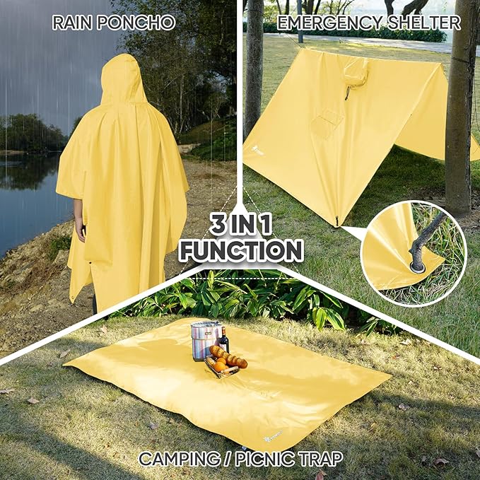 PTEROMY Hooded Rain Poncho for Adult - Image 2