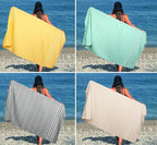 HILLFAIR Cotton Turkish Beach Towels, Quick Dry Lightweight Sand Free Peshtemal - Image 2