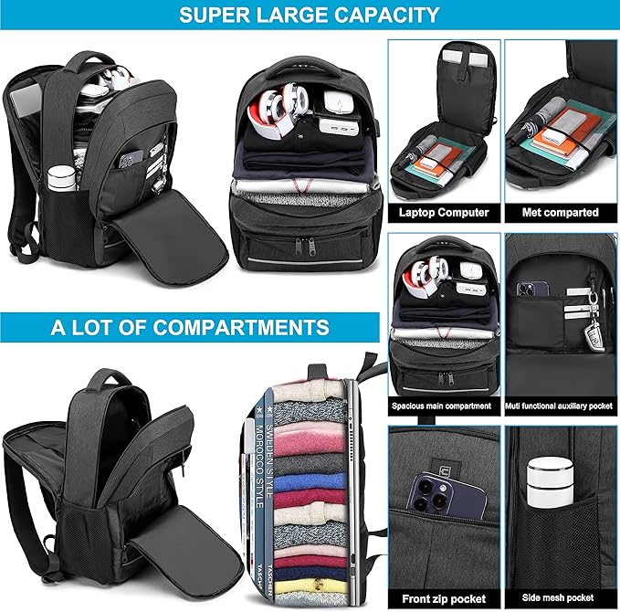 17.3 Inch Laptop Backpack, School Backpack, Large TSA Travel Carry on Backpack - Image 2