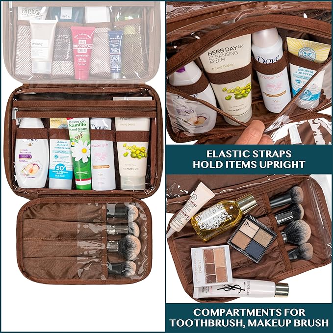 PAVILIA Hanging Toiletry Bag Women Men, Foldable Cosmetic Organizer Travel Bag - Image 5