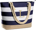 YOOLIFE Initial Canvas Waterproof Beach Tote Bag Zipper Personalized Gifts by YOOLIFE