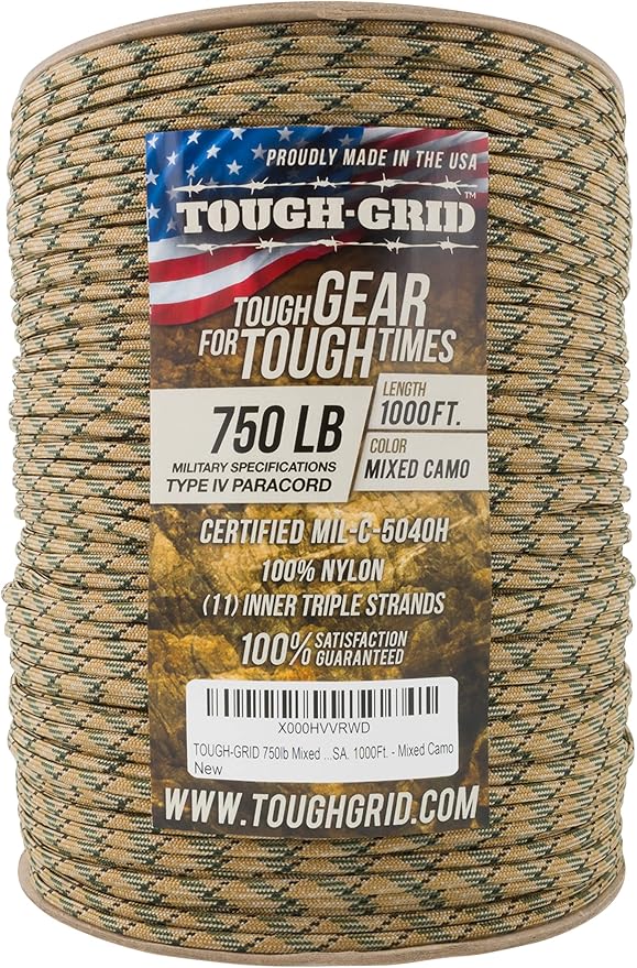 TOUGH-GRID 750 Paracord Rope Nylon Parachute Cord, Made in USA Survival Kit - Image 3