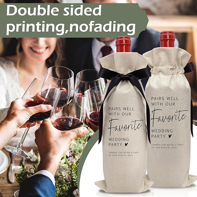 RYIGYWE 1 PCS Black Bow Ribbon Ideas Engagement Gift Wine Bag - Bride to Be Gifts for Bridesmaids Bride Groom Couples Her Him, Wedding Gift for Getting Married Engagement Bridal Shower - A56