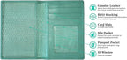 Personalized Monogrammed Turquoise Leather RFID Passport Wallet - Image 2