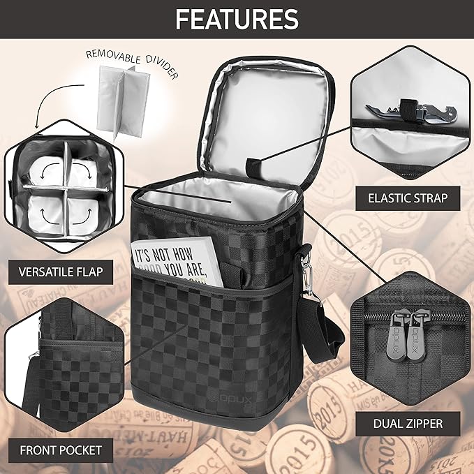 Opux 4 Bottle Insulated Wine Cooler Bag - Image 4