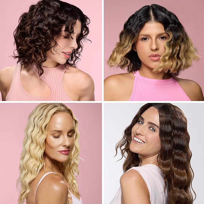 L'ANGE HAIR SculptWaver Titanium Deep Wave | Hair Crimper for Effortless Beach Waves | 3 Barrel Hair Waver with Adjustable Heat | Dual Voltage & Smart Timer | Styling Tools & Appliances, Blush - Small