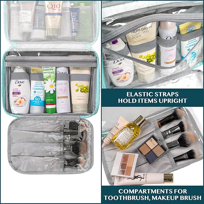 PAVILIA Hanging Toiletry Bag Women Men, Foldable Cosmetic Organizer Travel Bag - Image 5