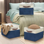 SIMPLE HOUSEWARE Large Fabric Storage Bin, 3 Pack, Steel Blue - Image 5