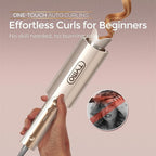 TYMO CurlPro Plus Automatic Rotating Curling Iron - Upgraded Long Barrel Curling Wand for Long Hair, Ceramic Hair Curler for Women, Anti-Scald, Tangle-Free, 600M Ionic, Dual Voltage, Gold, 1 1/2 Inch