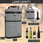 opux 2 Bottle Wine Carrier Tote, Insulated Leakproof Wine Cooler Bag, Wine - Image 3