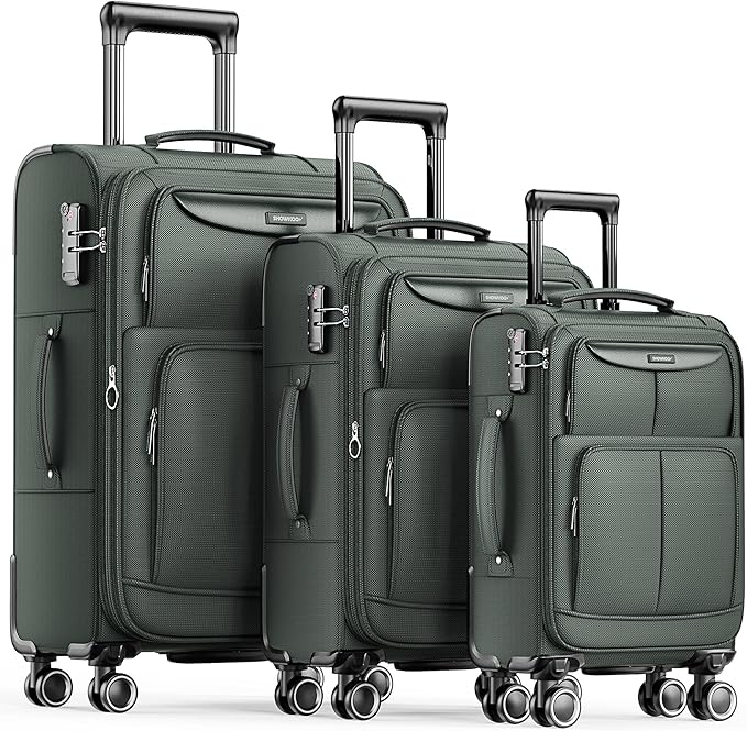 SHOWKOO Luggage Sets 3 Piece Softside Expandable Lightweight Durable Suitcase by SHOWKOO