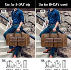 Waxed Canvas Duffle Bag for Men 50L Travel Duffel Bags Expandable Genuine - Image 3