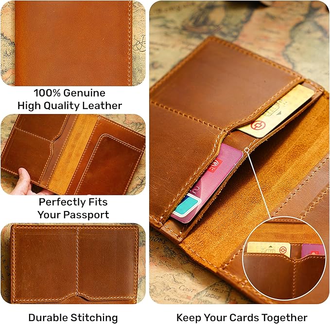 HIFA Leather Passport Holder, Handmade Passport Cover - Image 2
