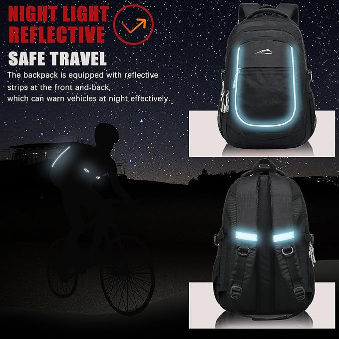 ProEtrade Backpack Bookbag for College Sturdy Travel Business Hiking Fit Laptop - Image 4