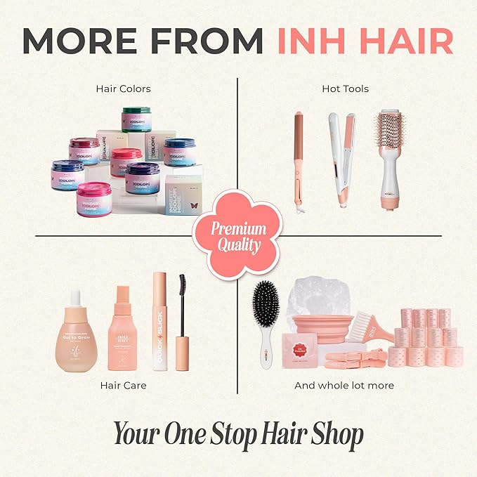 INH Hair 3-in-1 Quick Change Styler | Interchangeable Styling Tool with 3 Detachable Heads: Thermal Round Brush, Clamp Curling Iron, and Bubble Barrel