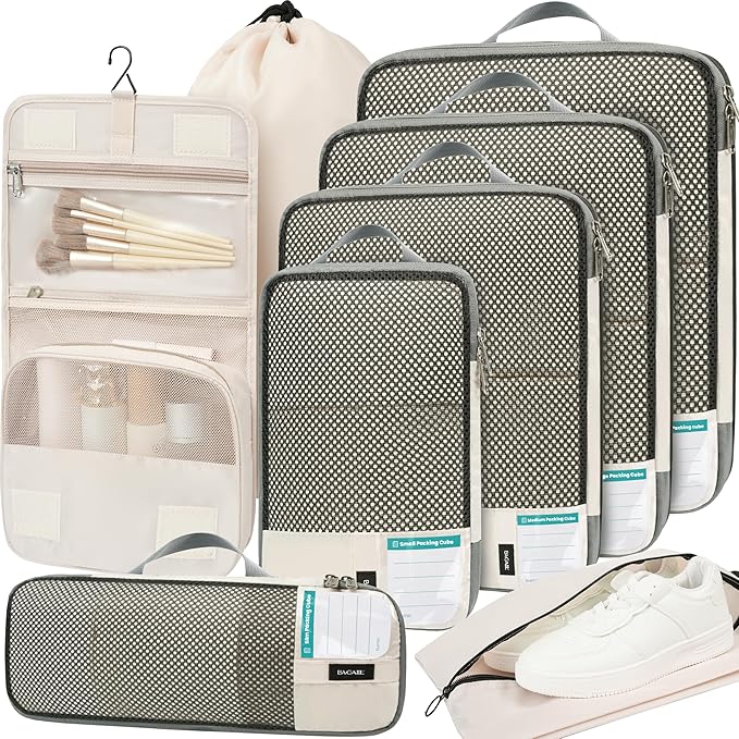 BAGAIL 4 Set/6 Set/8 Set Compression Packing Cubes Travel Accessories by BAGAIL