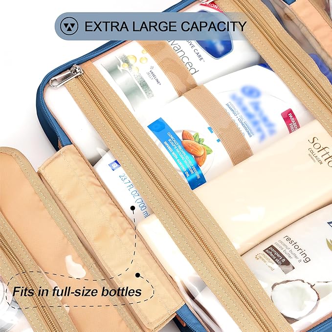 Travel Hanging Toiletry Bag for Women, Large Makeup Bag 8 Leak Proofing - Image 4