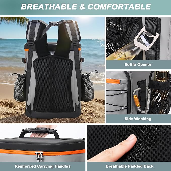 Large 52cans Cooler Backpack, Waterproof, Leak Proof, 30L Large Capacity - Image 5