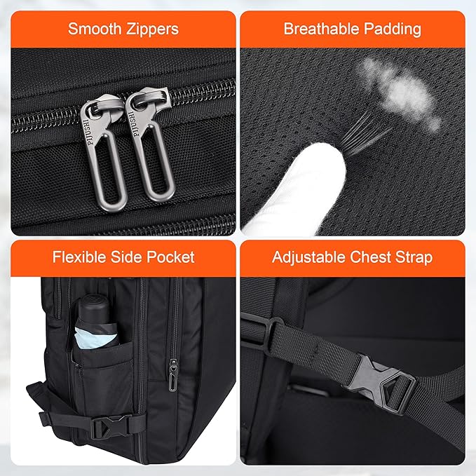 PIJUSHI Travel Backpack for Women Men Expandable Carry on Luggage Backpack - Image 9